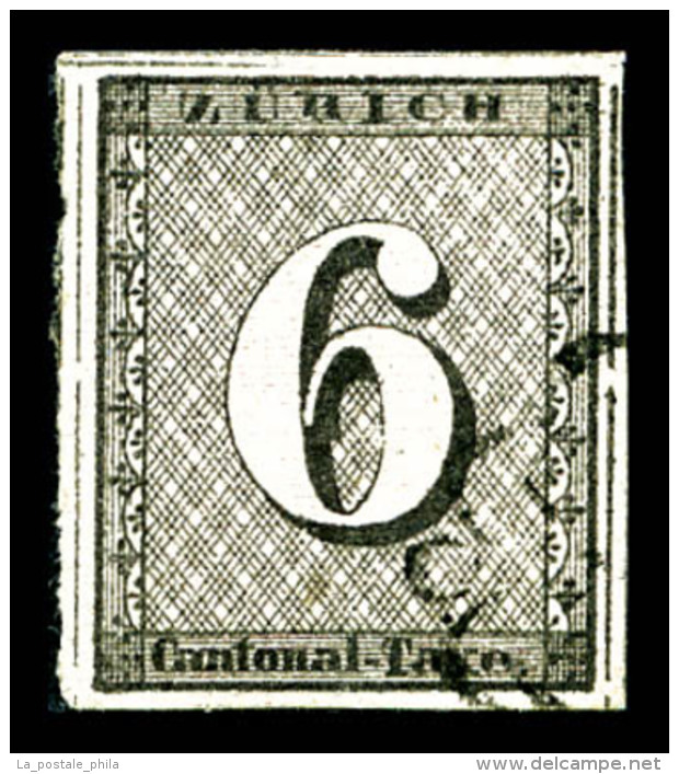 O N°10, Zürich 6 R, Fond Lignes Rouge Horizontale, SUPERBE (signé/certificats)   Qualité: O ... - 1843-1852 Timbres Cantonaux Et  Fédéraux