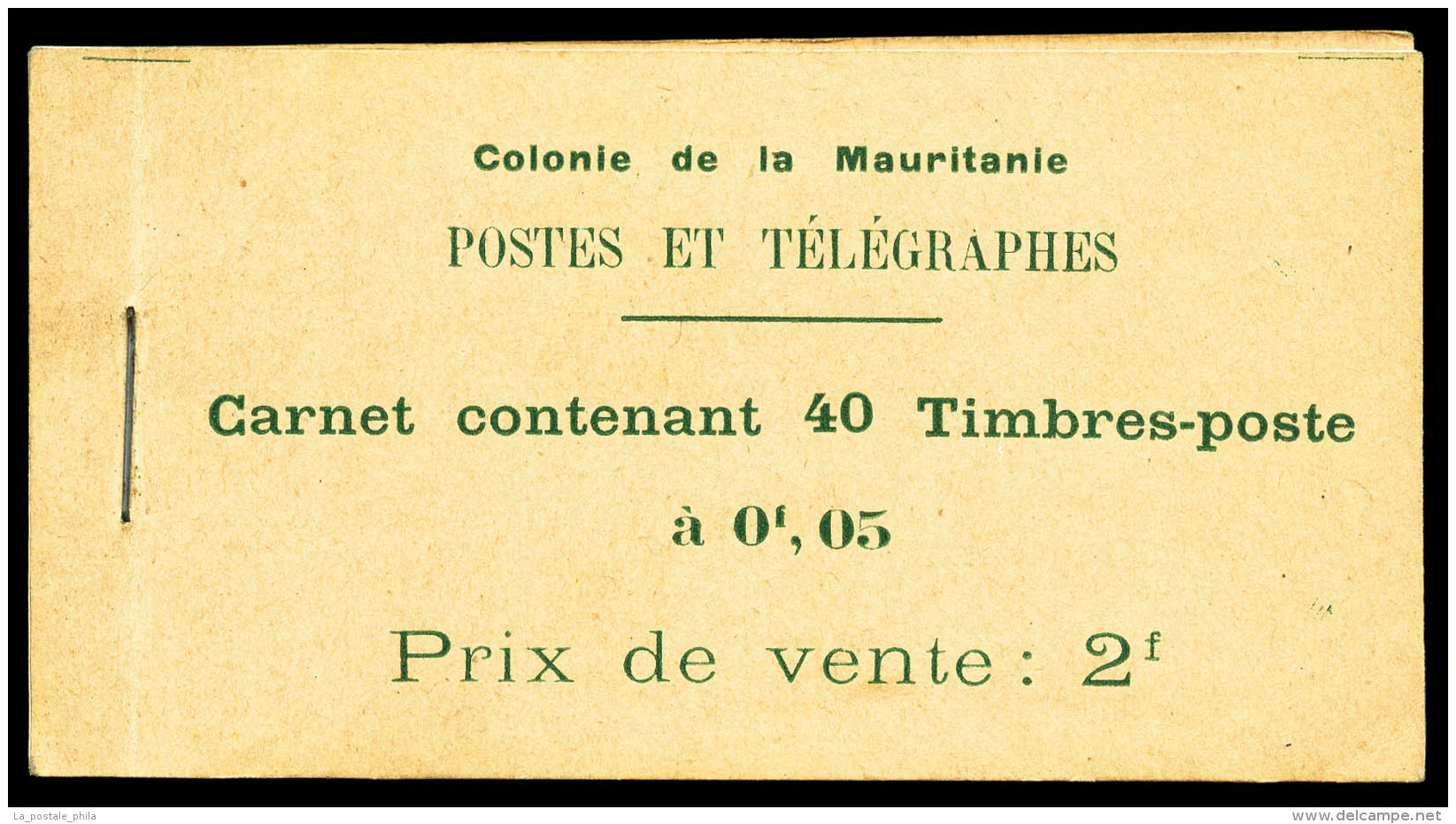 ** N°1b, Mauritanie: 40 Timbres, 5c Vert-jaune (N°20) Sur Papier Couché, TB (certificat)  ... - Other & Unclassified