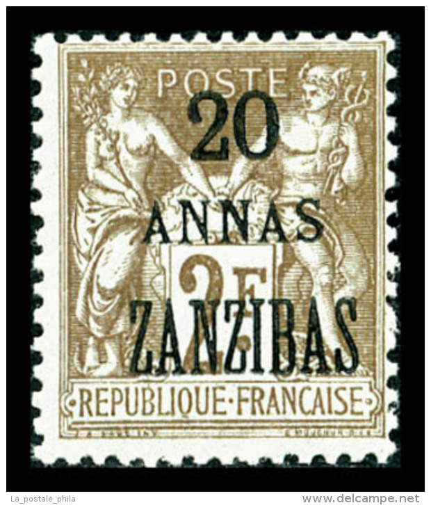 * N°30b, 20 A Sur 2F: Erreur 'ZANZIBAS', TTB (certificat)   Qualité: *   Cote: 850 Euros - Unused Stamps