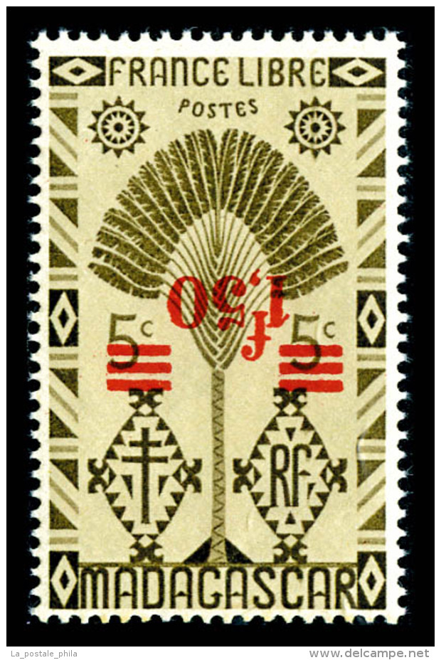 ** N°286a, 1f50 S 5c Brun Olive: Surcharge Renversée, TTB (signé Brun/certificat)  ... - Unused Stamps