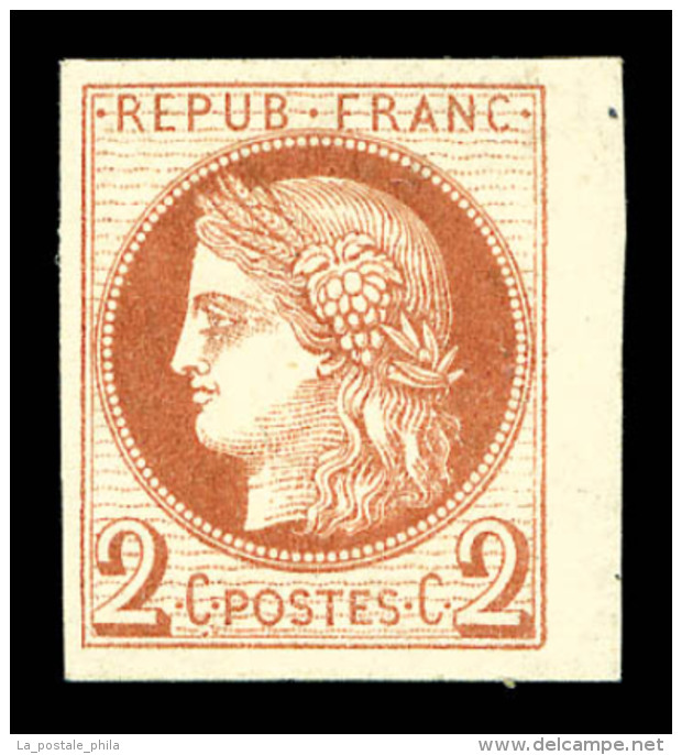 * N°15, 2c Rouge-brun, Bord De Feuille Latéral Droit, SUP (signé Brun/certificat)  ... - Ceres