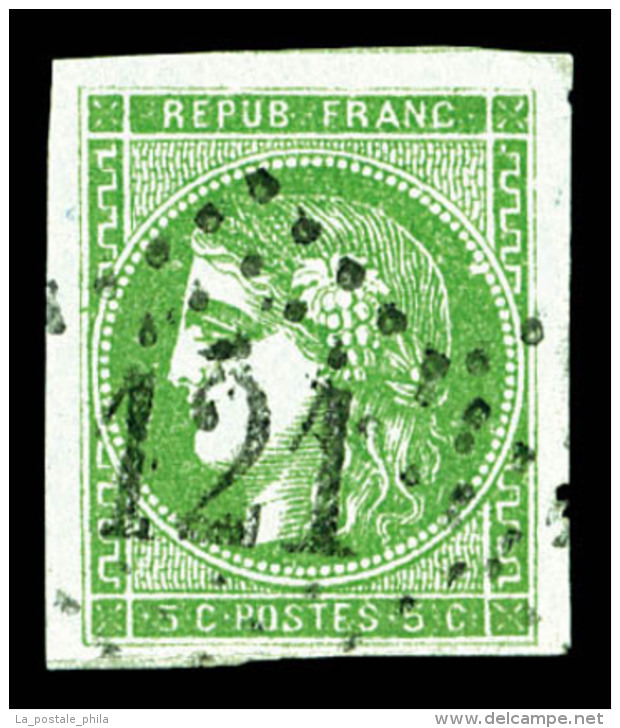 O N°42Ba, 5c Vert Jaune Foncé, TTB (signé Brun)   Qualité: O   Cote: 300 Euros - 1870 Bordeaux Printing