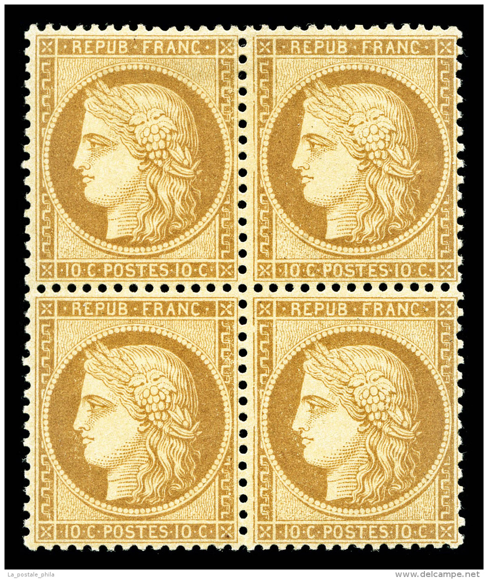* N°36, 10c Bistre-jaune En Bloc De Quatre (1ex**), Fraîcheur Postale, Très Bon Centrage, SUPERBE... - 1870 Siège De Paris