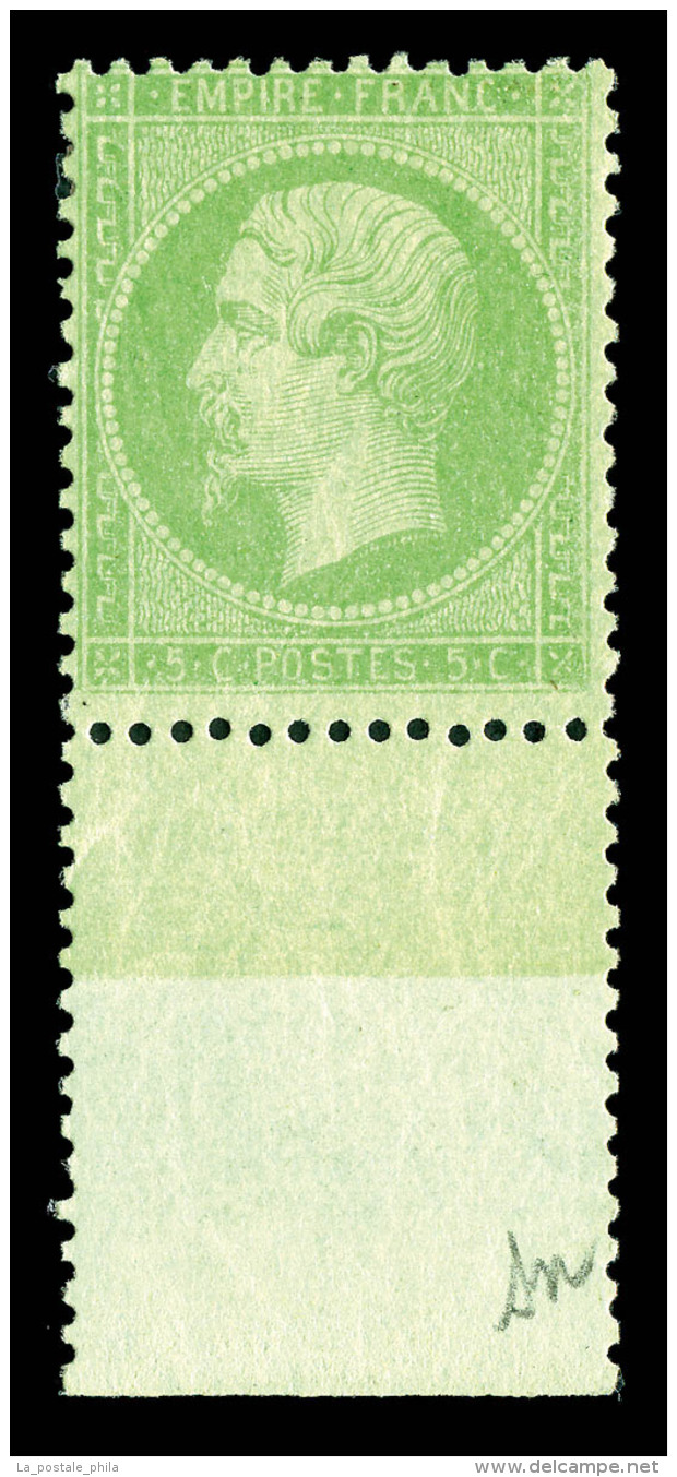 * N°35, 5c Vert-pâle Sur Bleu, Bord De Feuille Inférieur, Pièce Choisie, Rare (signé... - 1871-1875 Cérès