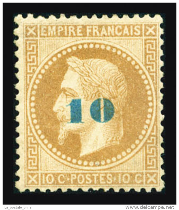 * N°34a, Non émis, 10c Sur 10c Bistre Surcharge Bleu-pâle, TB (signé Calves/certificat)  ... - 1871-1875 Ceres