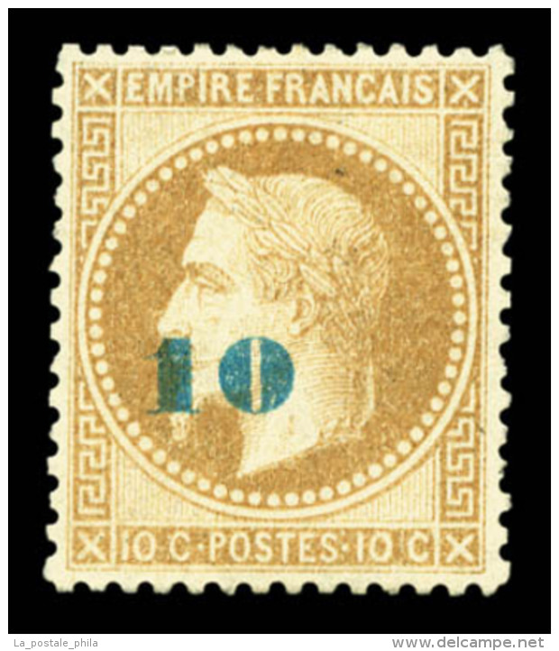 * N°34a, Non émis, 10c Sur 10c Bistre Surcharge Bleu-pâle, Très Bon Centrage. SUP... - 1871-1875 Ceres