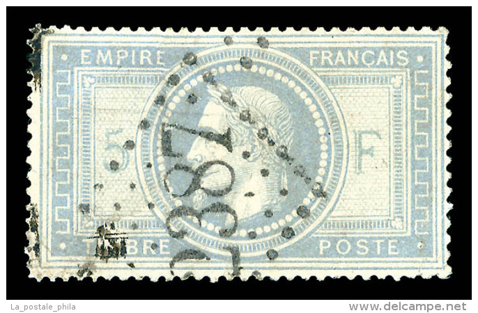 O N°33, Empire, 5F Violet-gris, Oblitération Gros Chiffres '2387' (MONACO), Des Défauts Mais... - 1863-1870 Napoléon III Lauré