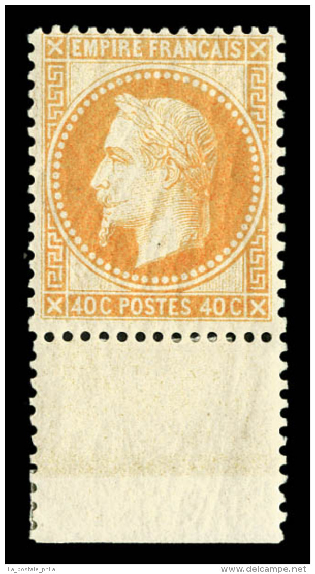 ** N°31, 40c Orange Clair, Bord De Feuille Inférieur, Fraîcheur Postale, SUP (certificat)  ... - 1863-1870 Napoleon III With Laurels