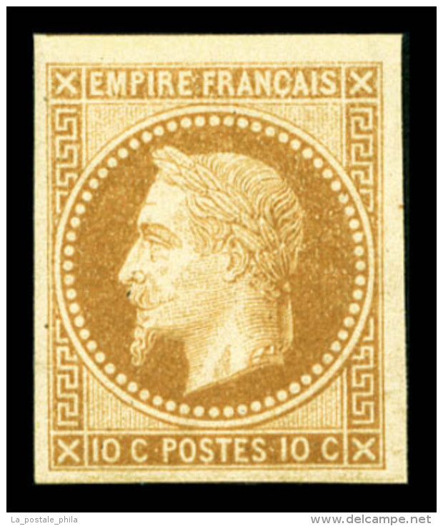 ** N°28Aa, 10c Bistre Impression De Rothschild, Fraîcheur Postale. SUP (signé Brun/certificat)  ... - 1863-1870 Napoléon III Lauré