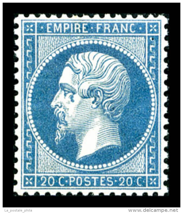 ** N°22, 20c Bleu, Fraîcheur Postale, Très Bon Centrage, SUP (certificat)   Qualité: ** - 1862 Napoléon III