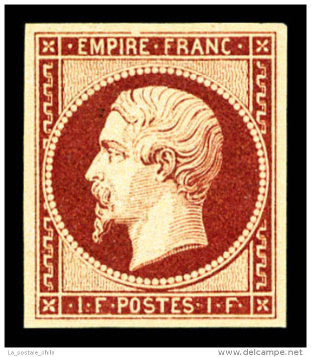 * N°18g, 1F CARMIN VELOURS, Gomme Parfaite Avec Infime Trace De Charnière, Fraîcheur Postale.... - 1853-1860 Napoléon III