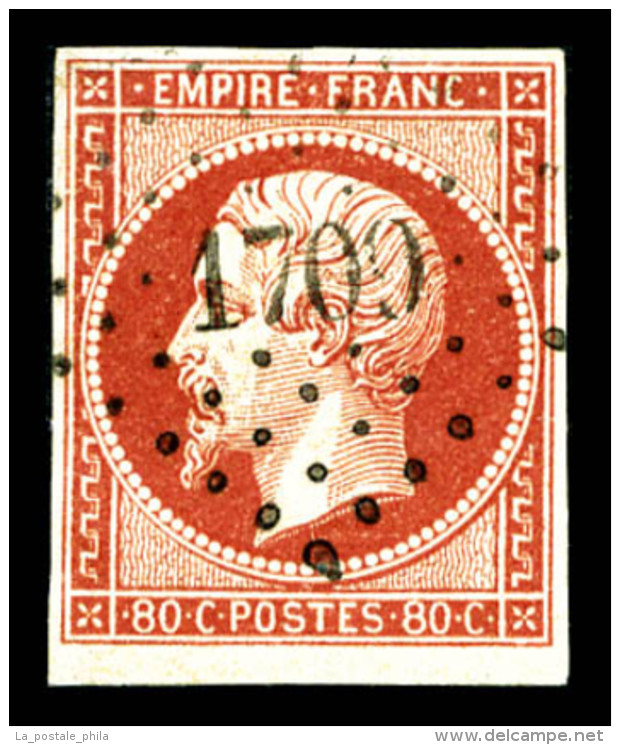 O N°17Ar, 80c Vermillonné Foncé Obl PC 1709, Jolie Nuance, TB (signé Calves/certificat)  ... - 1853-1860 Napoléon III