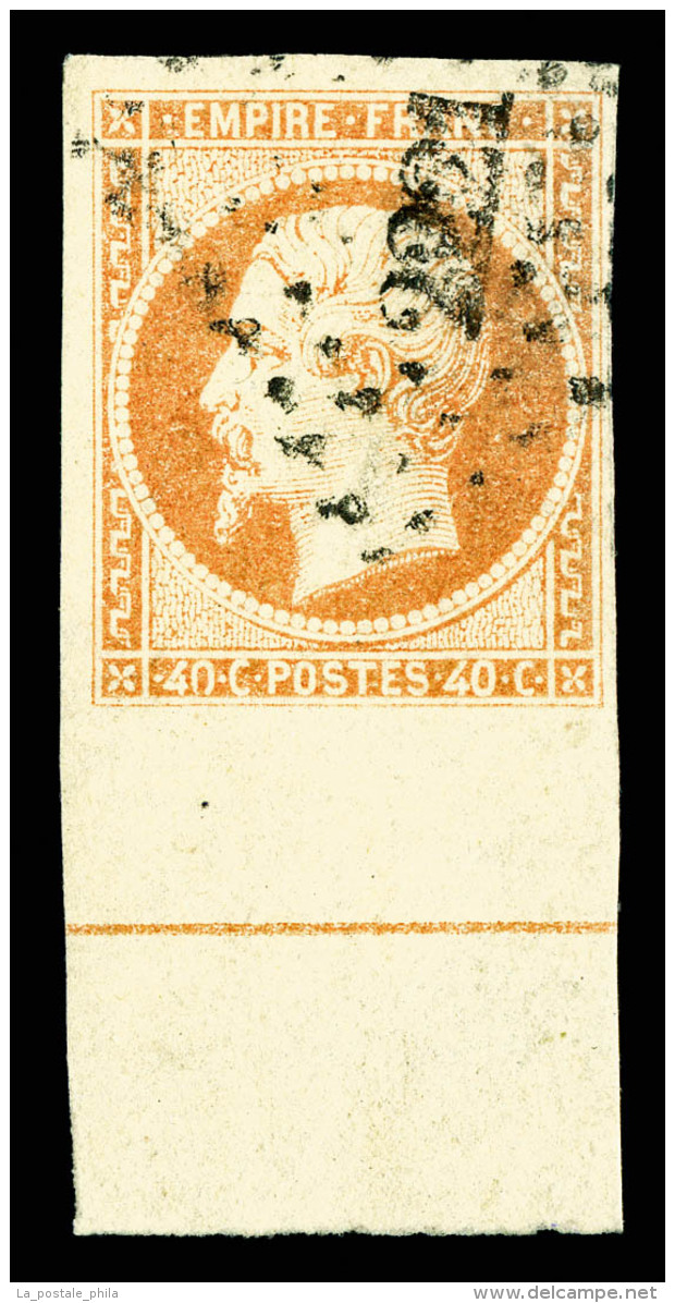 O N°16c, 40c Orange Bord De Feuille Avec Filet D'encadrement, R.R.R, SUP (signé Scheller/certificat)  ... - 1853-1860 Napoléon III