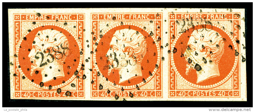 O N°16a, 40c Orange-vif En Bande De III, Pièce Choisie, SUP   Qualité: O - 1853-1860 Napoleon III