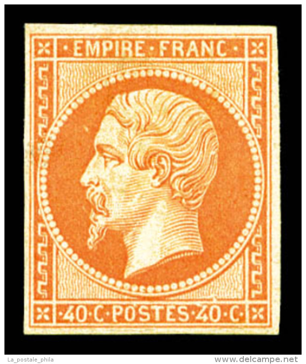 * N°16, 40c Orange, Frais, TTB (signé/certificat)   Qualité: *   Cote: 3800 Euros - 1853-1860 Napoléon III