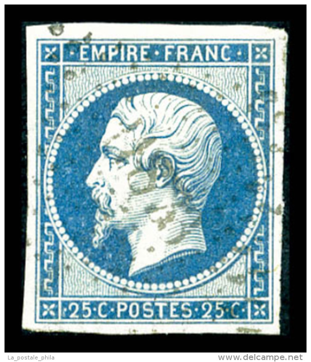 O N°15, 25c Bleu, Obl PC, TB (signé Scheller)   Qualité: O   Cote: 285 Euros - 1853-1860 Napoléon III