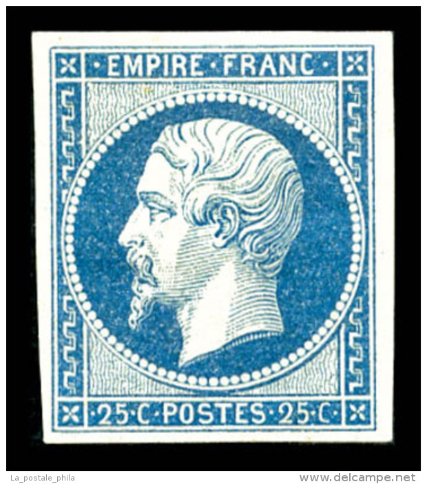 * N°15, 25c Bleu, Quatre Belles Marges, SUP (signé Brun/certificat)   Qualité: *   Cote: 3500... - 1853-1860 Napoléon III