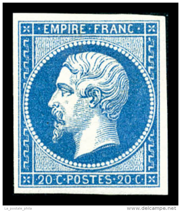 * N°14B, 20c Bleu Type II, TTB (signé Scheller/certificat)   Qualité: *   Cote: 525 Euros - 1853-1860 Napoléon III
