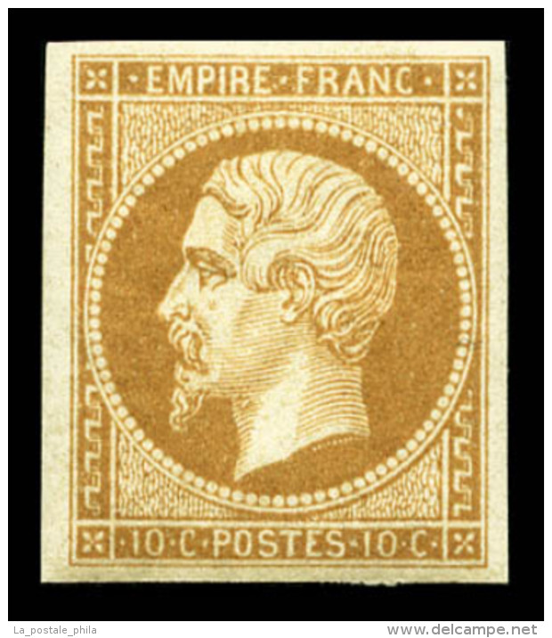 * N°13B, 10c Brun-clair, Quatre Belles Marges, TTB (certificat)   Qualité: *   Cote: 1000 Euros - 1853-1860 Napoleon III