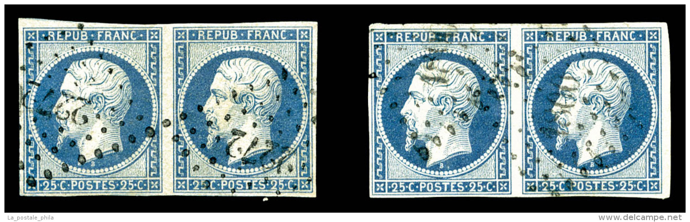 O N°10/10a, 25c, 2 Paires: Bleu Et Bleu-foncé, TB   Qualité: O   Cote: 240 Euros - 1852 Louis-Napoleon