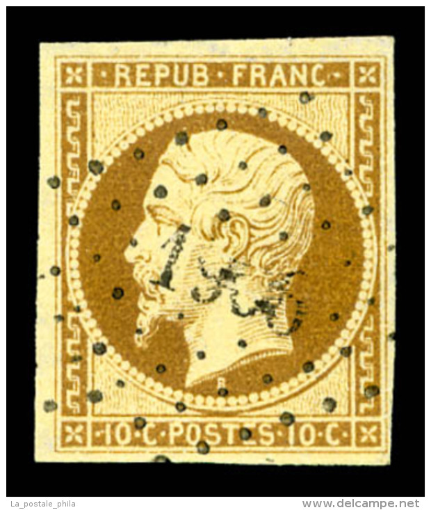 O N°9a, 10c Bistre-brun Obl PC, Frais, TB (certificat)   Qualité: O   Cote: 900 Euros - 1852 Louis-Napoléon