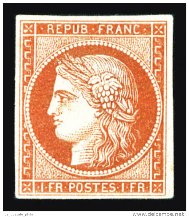 (*) N°7A, 1F Vermillon Pâle 'Vervelle', SUPERBE. R.R.R (signé/certificats)   Qualité: (*)  ... - 1849-1850 Ceres