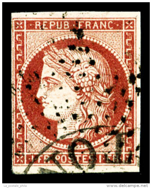 O N°6, 1F Carmin Obl étoile +Càd Américain, TB (signé Scheller/Calves/certificat)  ... - 1849-1850 Cérès