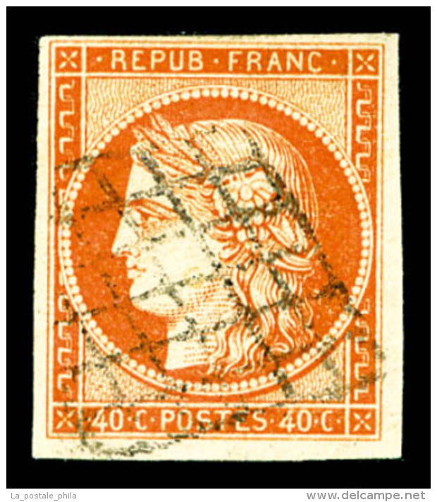 O N°5b, 40c Orange Foncé, Infime Points Vermiculaires Sinon TB (signé Calves)   Qualité: O... - 1849-1850 Cérès