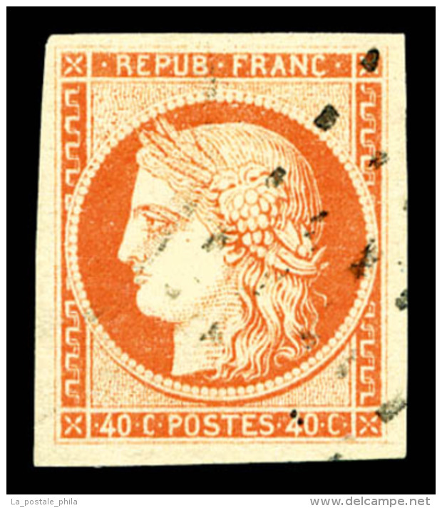 O N°5a, 40c Orange Vif Obl Gros Points, Belles Marges, SUP (signé Brun/Calves/certificat)  ... - 1849-1850 Ceres