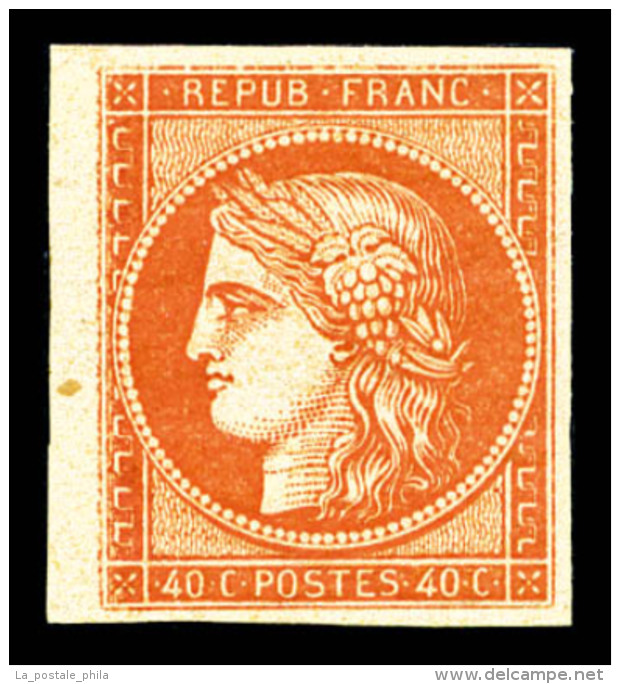 ** N°5A, 40c Orange Foncé, Bord De Feuille, Fraîcheur Postale, SUPERBE (certificats)  ... - 1849-1850 Cérès