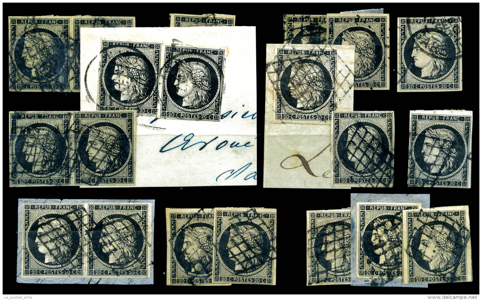 O N°3, 20c, Lot De 19 Exemplaires Avec Obl Et Nuances Différentes, Bonne Qualité... - 1849-1850 Ceres