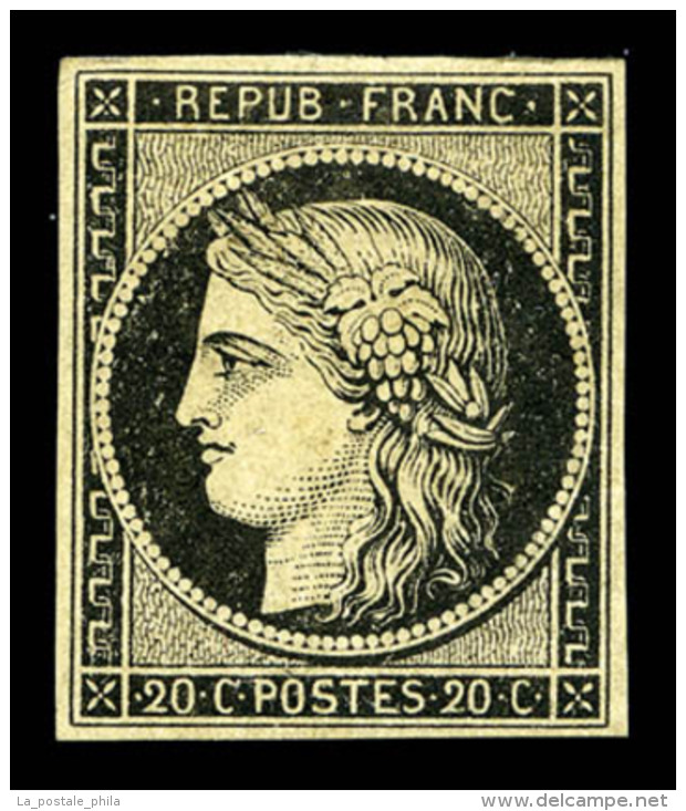 * N°3h, (N° Maury) 20c Noir Sur Teinté, Jolie Pièce TTB (signé Calves/certificat)  ... - 1849-1850 Ceres