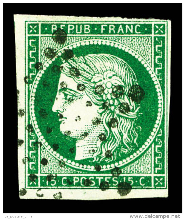 O N°2c, 15c VERT TRES FONCE, Très Jolie Nuance, Rare, TB (signé Calves/certificat)  ... - 1849-1850 Ceres