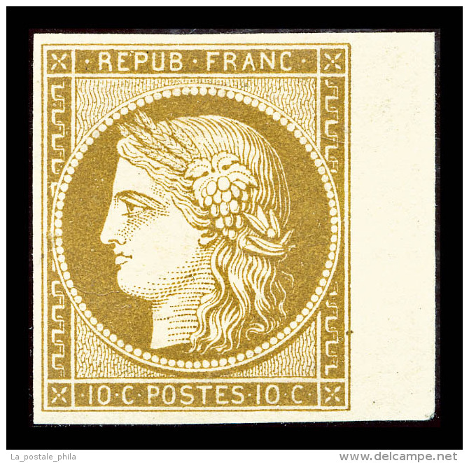 (*) N°1a, 10c Bistre-brun, Bord De Feuille Latéral Droit, Jolie Pièce, TTB (certificat)  ... - 1849-1850 Ceres