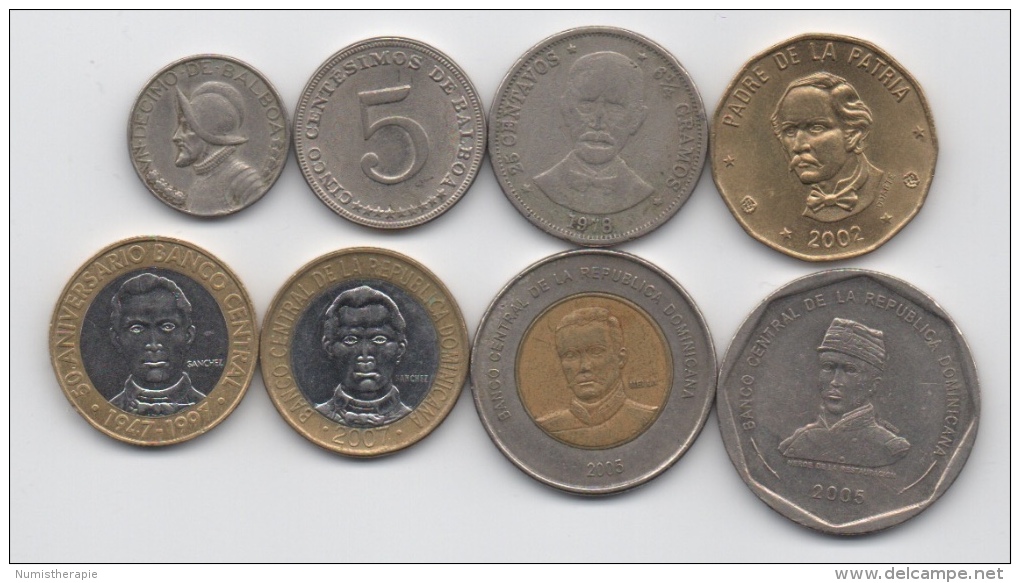 Dominicaine Dominica : Lot De 8 Pièces Différentes 1973-2007 : Dont 3 BIMETAL - Dominicaanse Republiek