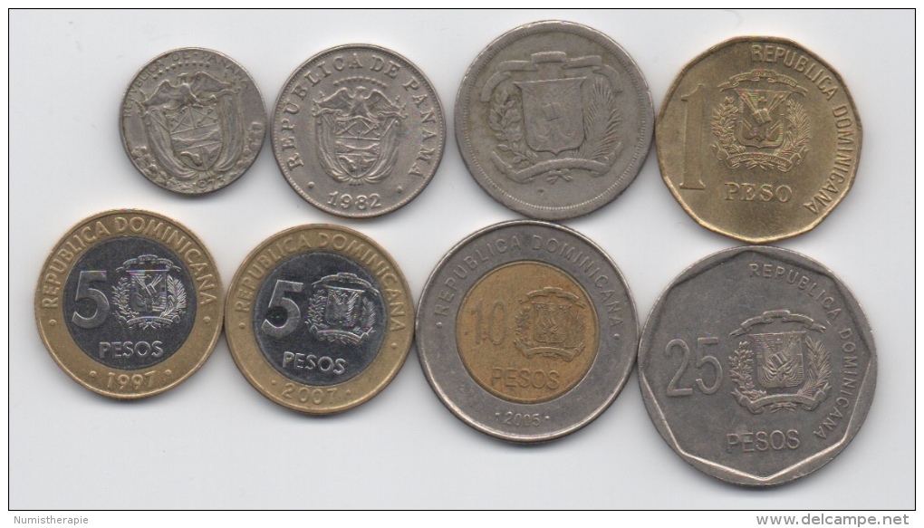 Dominicaine Dominica : Lot De 8 Pièces Différentes 1973-2007 : Dont 3 BIMETAL - Dominicana