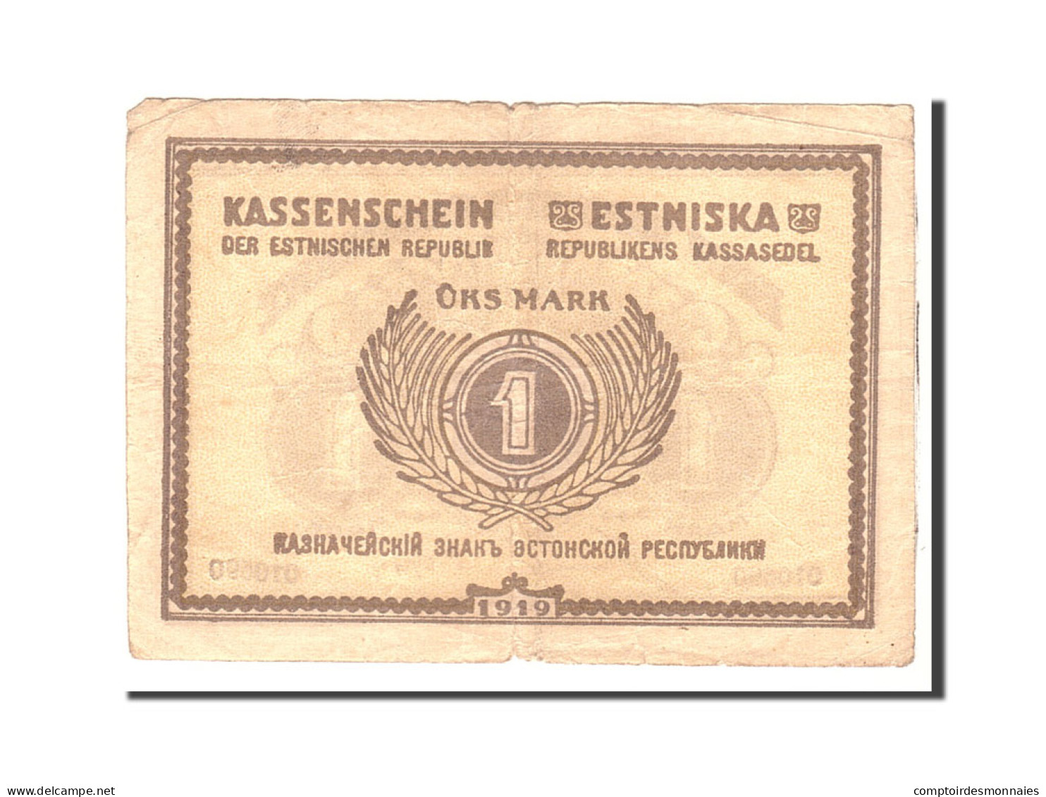 Billet, Estonia, 1 Mark, 1919, Undated, KM:43a, TTB - Estland