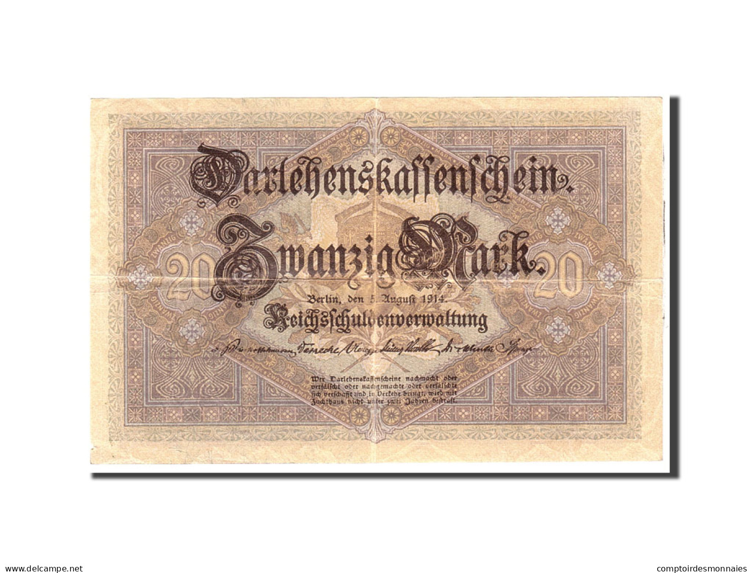 Billet, Allemagne, 20 Mark, 1914, 1914-08-05, KM:48b, TTB - 20 Mark