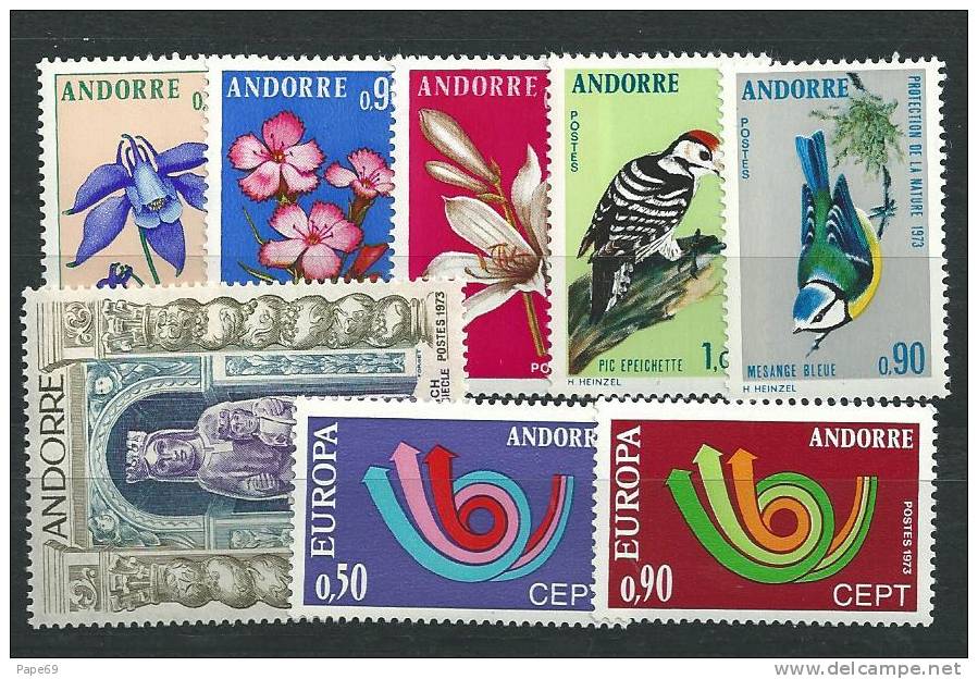 Andorre Français N° 226 / 33 XX Année Complète 1973  ;  8 Valeurs, Sans Charnière, TB - Volledige Jaargang