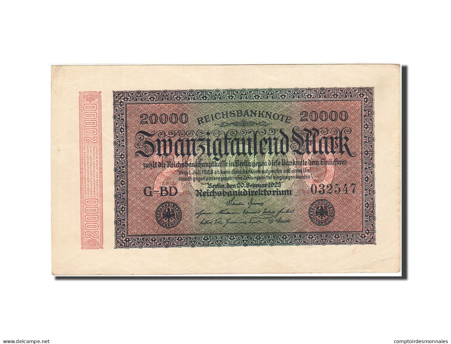 Billet, Allemagne, 20,000 Mark, 1923, 1923-02-20, KM:85a, TTB+ - 20.000 Mark