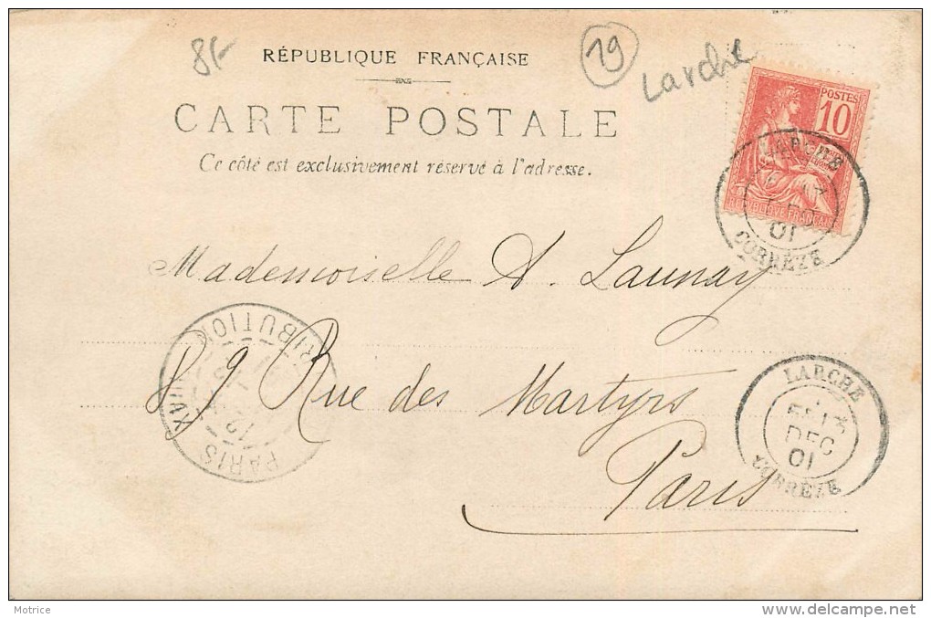 ATTELAGE AVEC UN ÂNE - Carte Photo Envoyée En 1901 De Larche (corrèze) - Donkeys