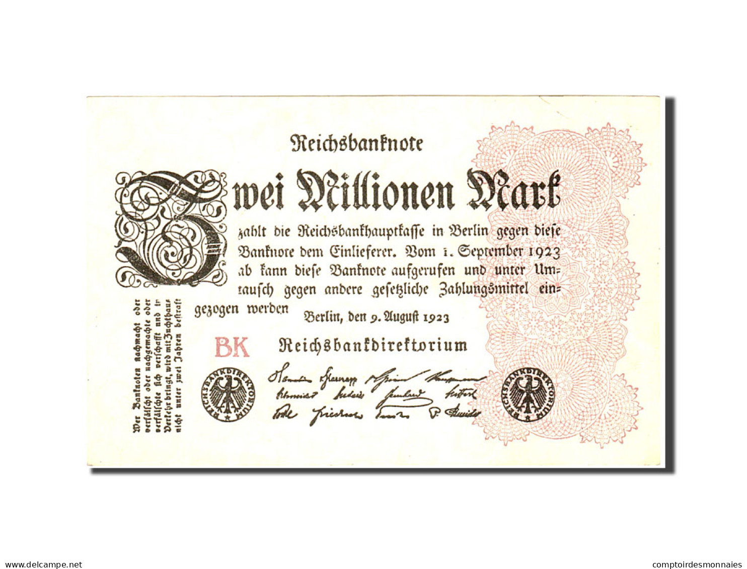 Billet, Allemagne, 2 Millionen Mark, 1923, 1923-08-09, KM:104a, SUP - 2 Millionen Mark