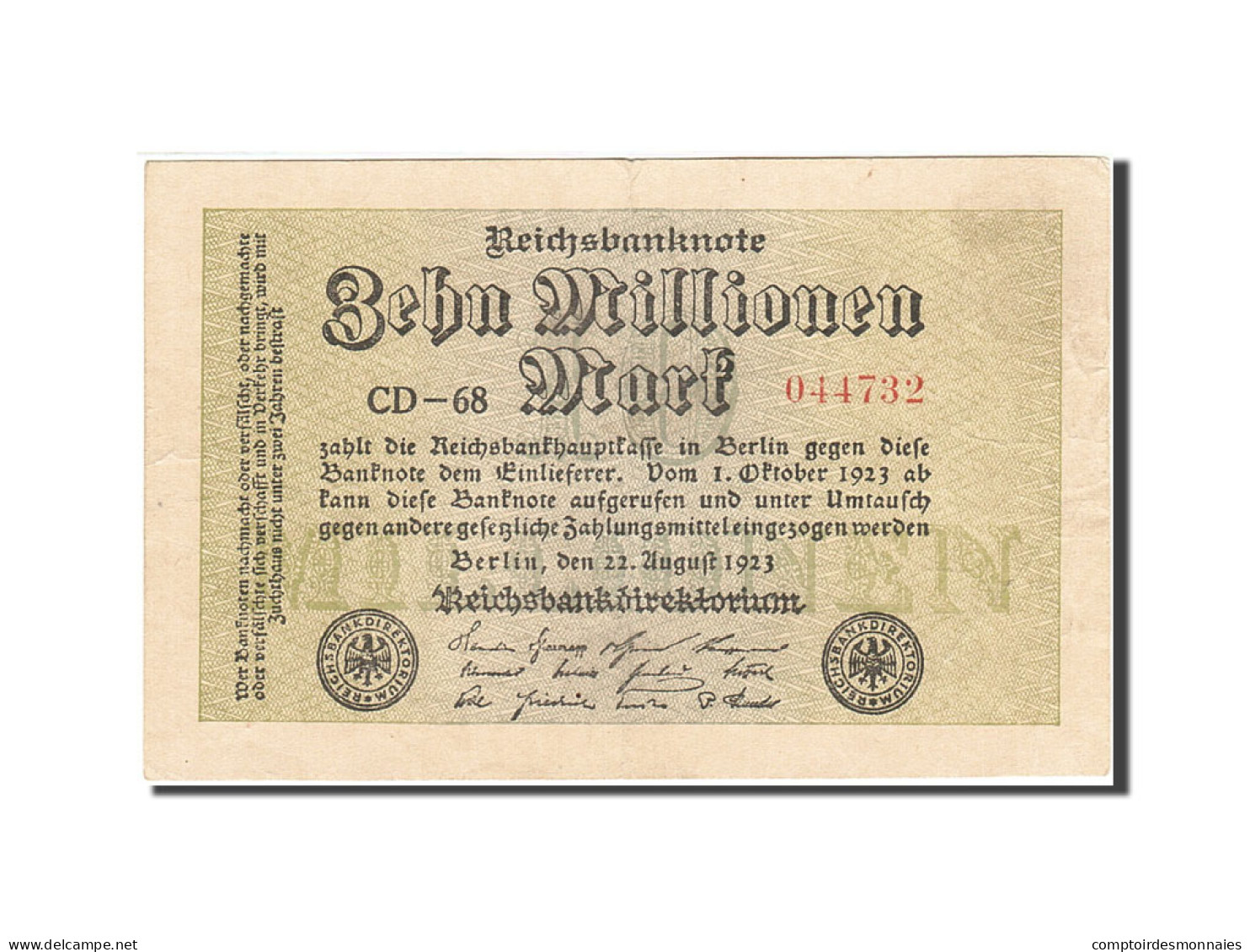 Billet, Allemagne, 10 Millionen Mark, 1923, 1923-08-22, KM:106a, TB - 10 Millionen Mark