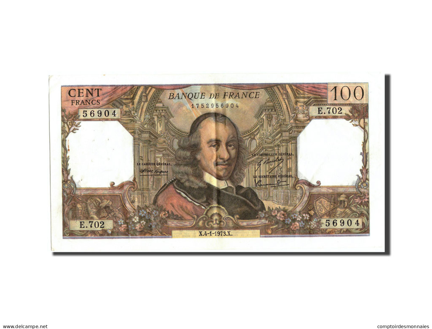 Billet, France, 100 Francs, 100 F 1964-1979 ''Corneille'', 1973, 1973-01-04 - 100 F 1964-1979 ''Corneille''