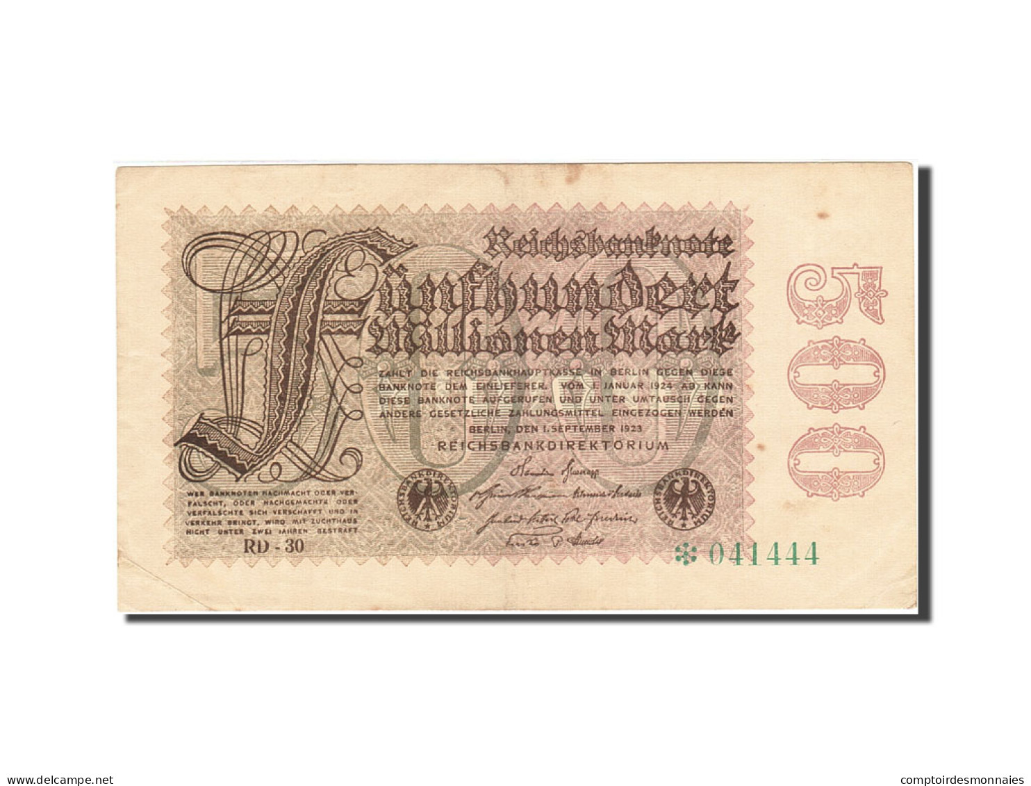 Billet, Allemagne, 500 Millionen Mark, 1923, 1923-09-01, KM:110a, TTB - 500 Miljoen Mark