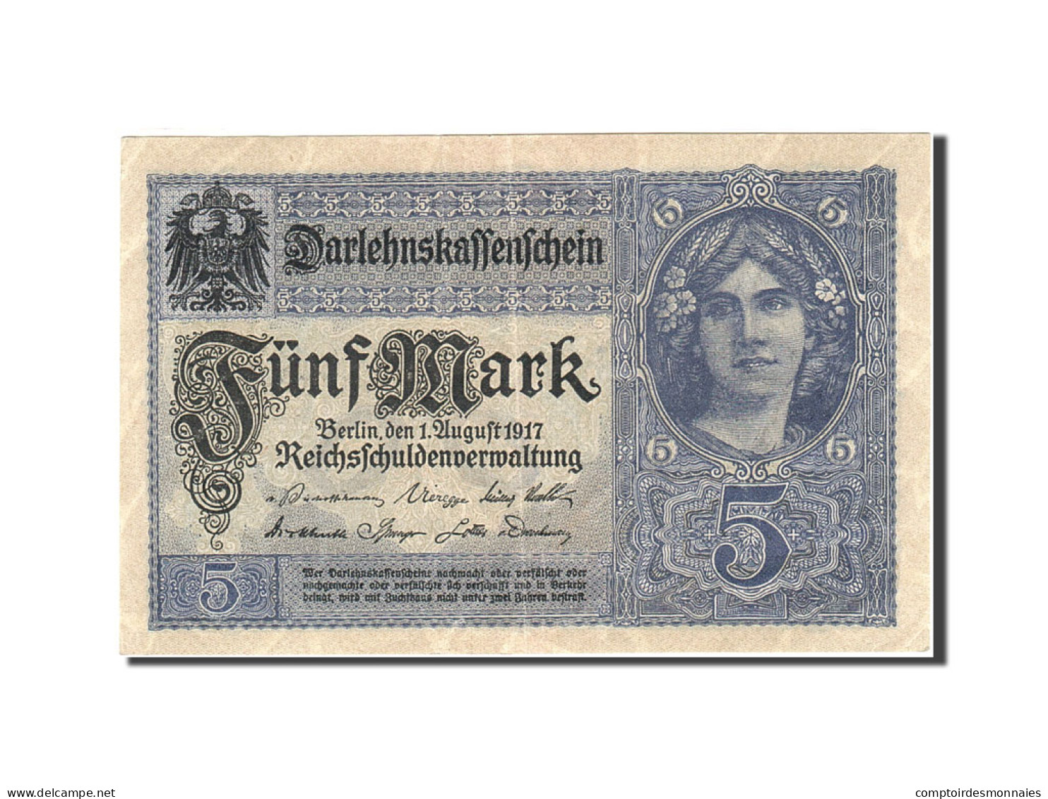 Billet, Allemagne, 5 Mark, 1917-1918, 1917-08-01, KM:56a, SUP - 5 Mark