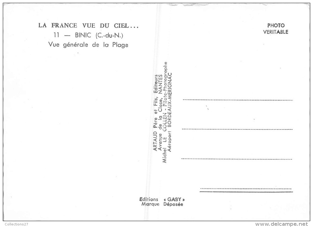 22-BINIC- VUE DU CIEL GENERALE DE LA PLAGE - Binic