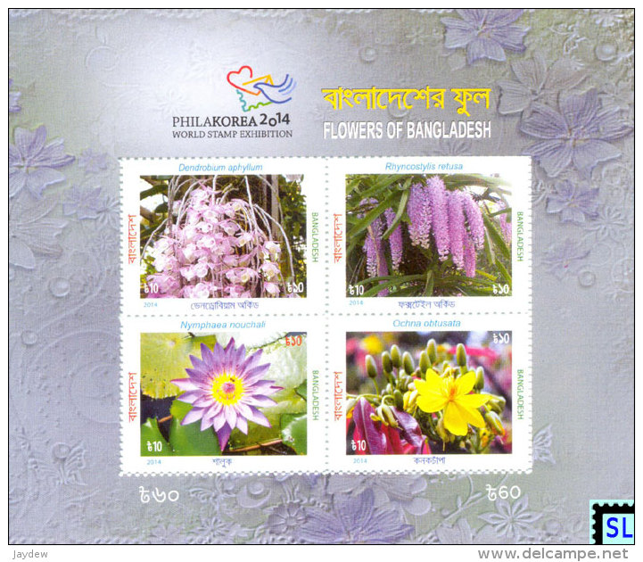 Bangladesh Stamps 2014, Flowers, MS - Bangladesh