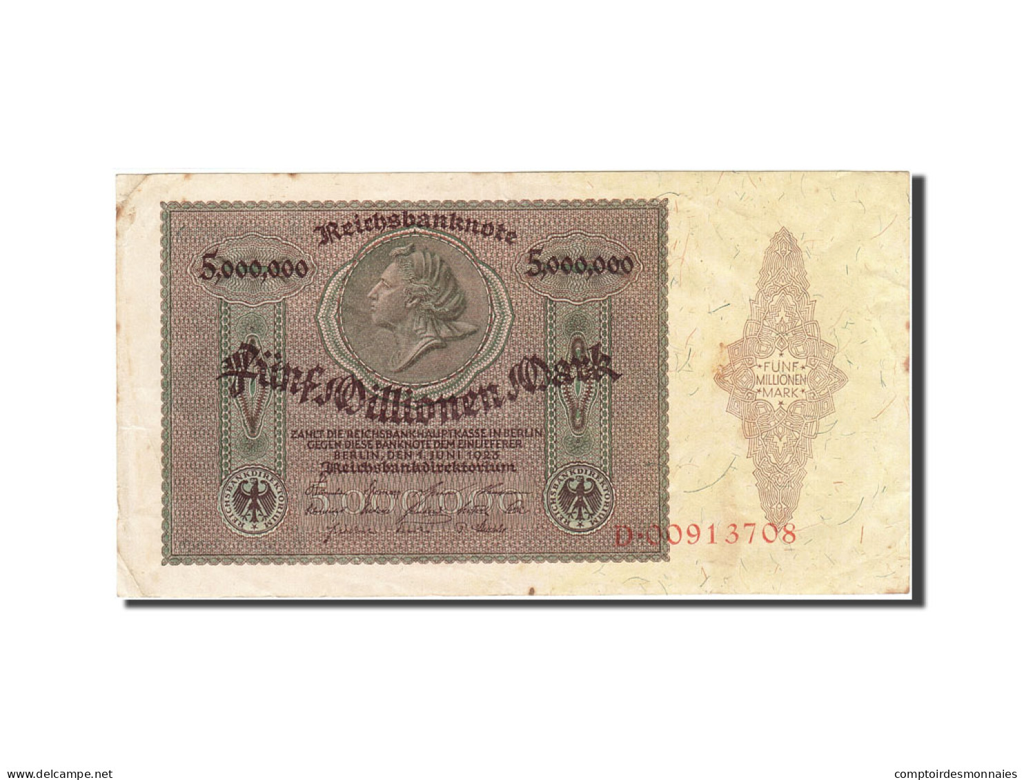 Billet, Allemagne, 5 Millionen Mark, 1923, 1923-06-01, KM:90, TTB - 5 Mio. Mark