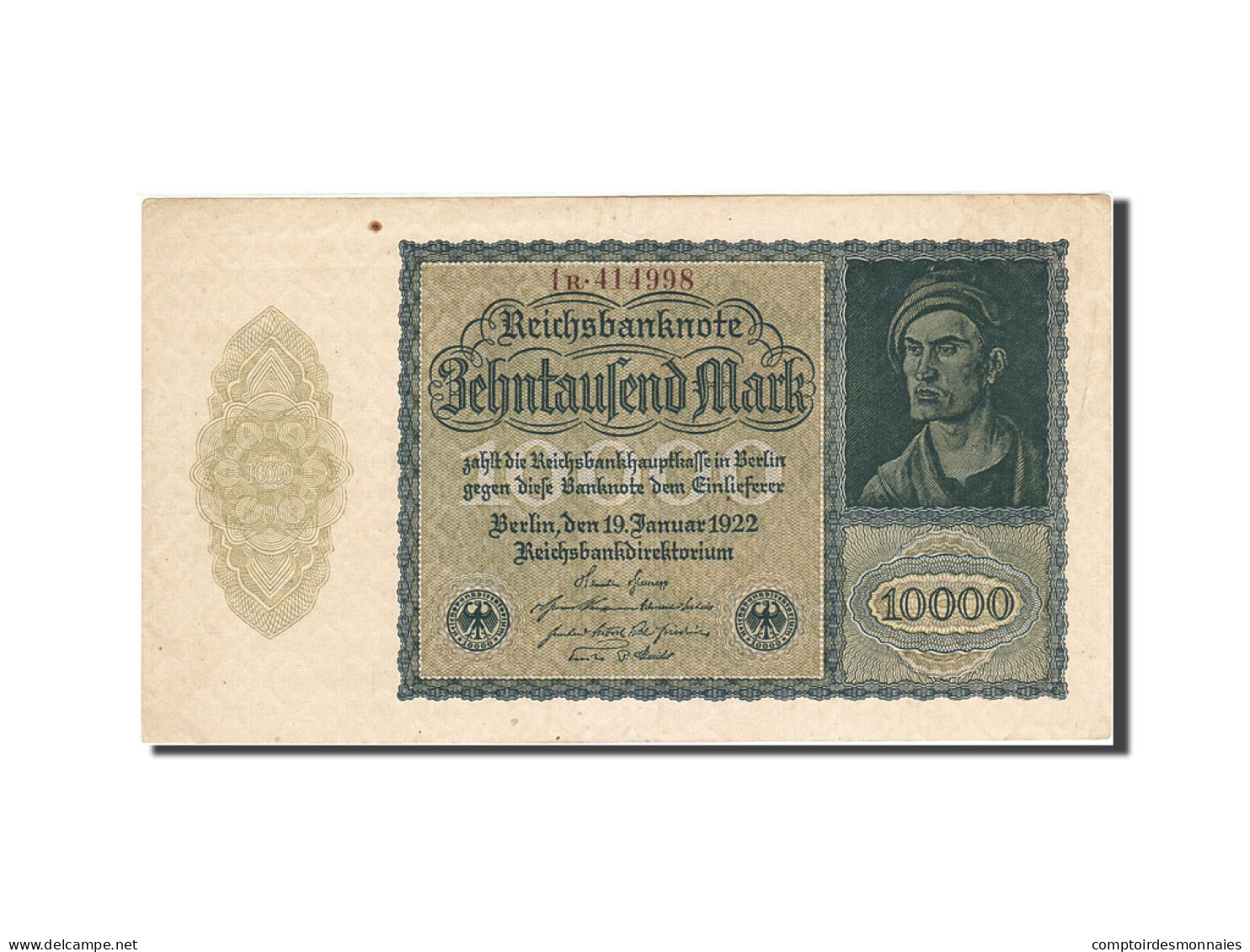 Billet, Allemagne, 10,000 Mark, 1922-1923, 1922-01-19, KM:72, TTB+ - 10000 Mark